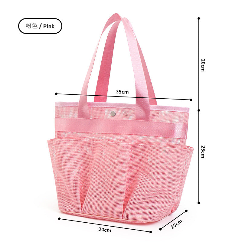 Travel Toiletry Bag Mesh Shower Tote Bag Mesh Zipper Bag with Handle Cosmetic Bag Black Portable Mesh Shower Caddy Bag Large Capacity Quick-Dry Organizer for Gym Travel Beach and Bathroom Use