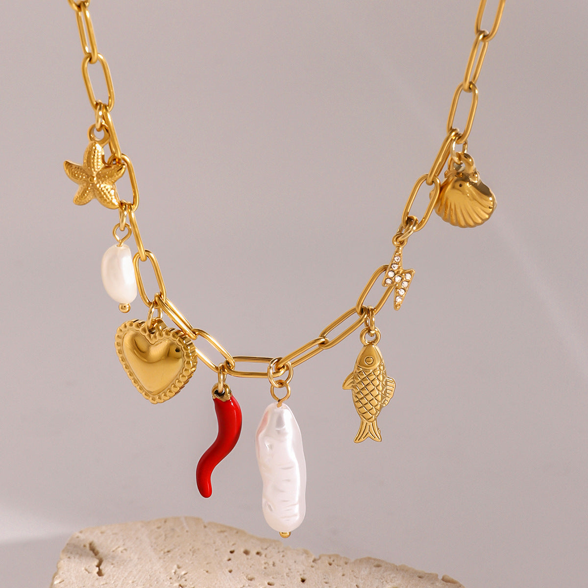 Statement Pearl and Chain Necklace Mixed Chain and Trendy Pearl Choker
