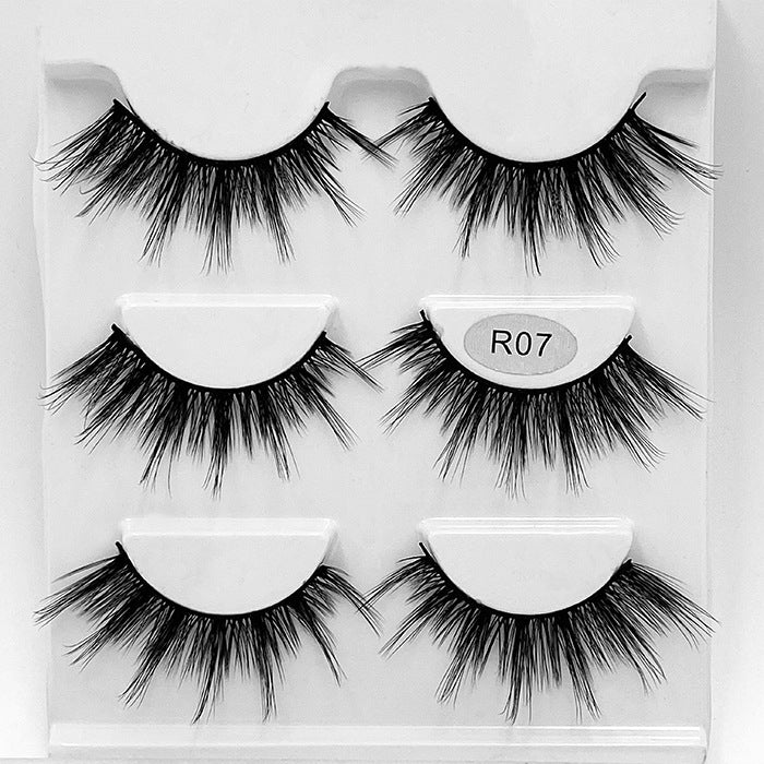 False Eyelashes 14mm Faux 3D Mink Lashes Natural Look Fluffy Cat Eye Wispy Lashes Pack, 3 Pairs