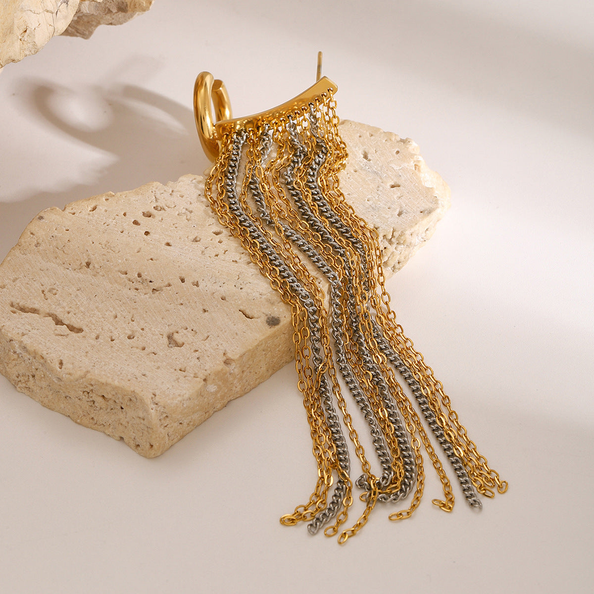 1 pcs Boho Linear Tassel Drop Dangling Earrings For Women,Long Formal Country Bohemian Fringe Chain Chandelier Prom Statement Trendy Earrings For Party Prom