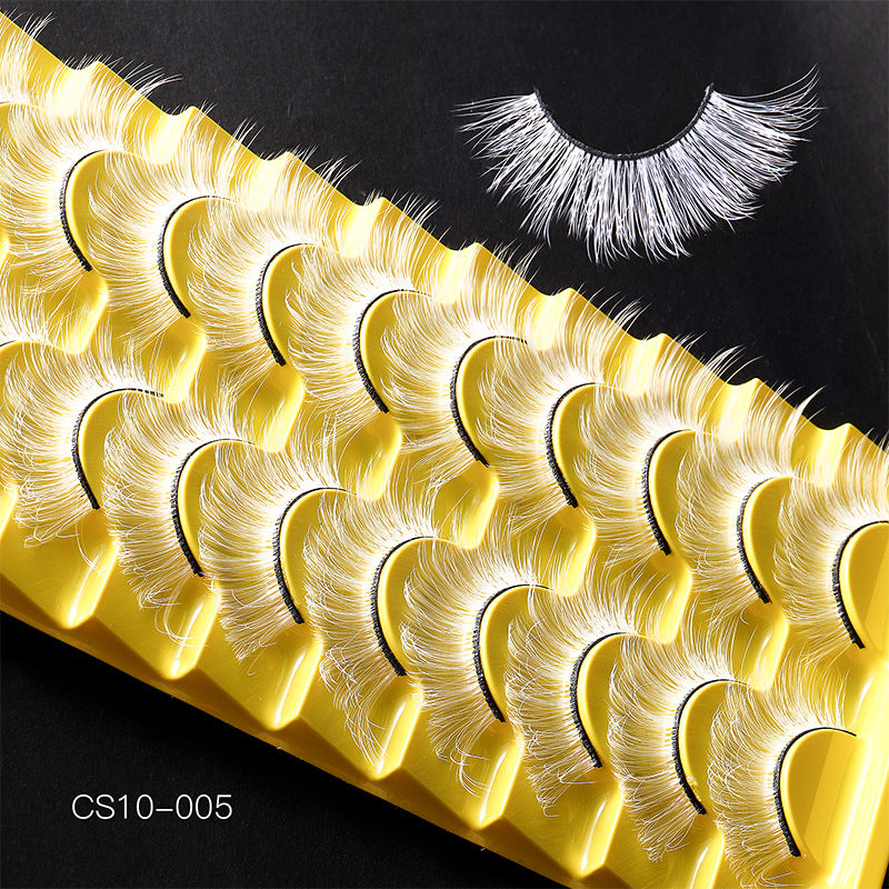 White Lashes Fairy Eyelashes Cat Eye Wispy Spiky False Eyelashes Cosplay Manga Lashes Halloween Easter Lashes Natural Anime White Fake Lashes Fox Eye Long Volume Fake Eyelashes