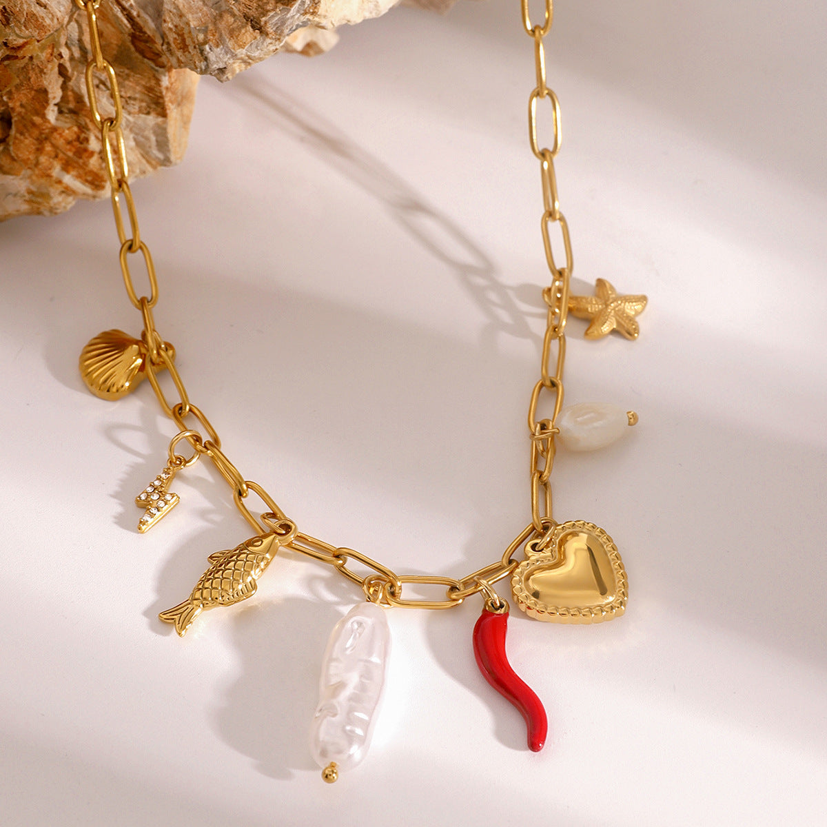 Statement Pearl and Chain Necklace Mixed Chain and Trendy Pearl Choker