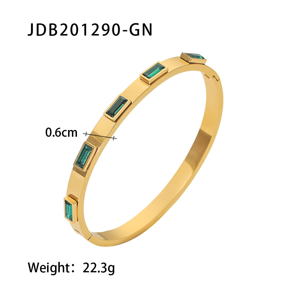 Classical Stainless Steel Cubic Zircon Filled Bangle Bracelet