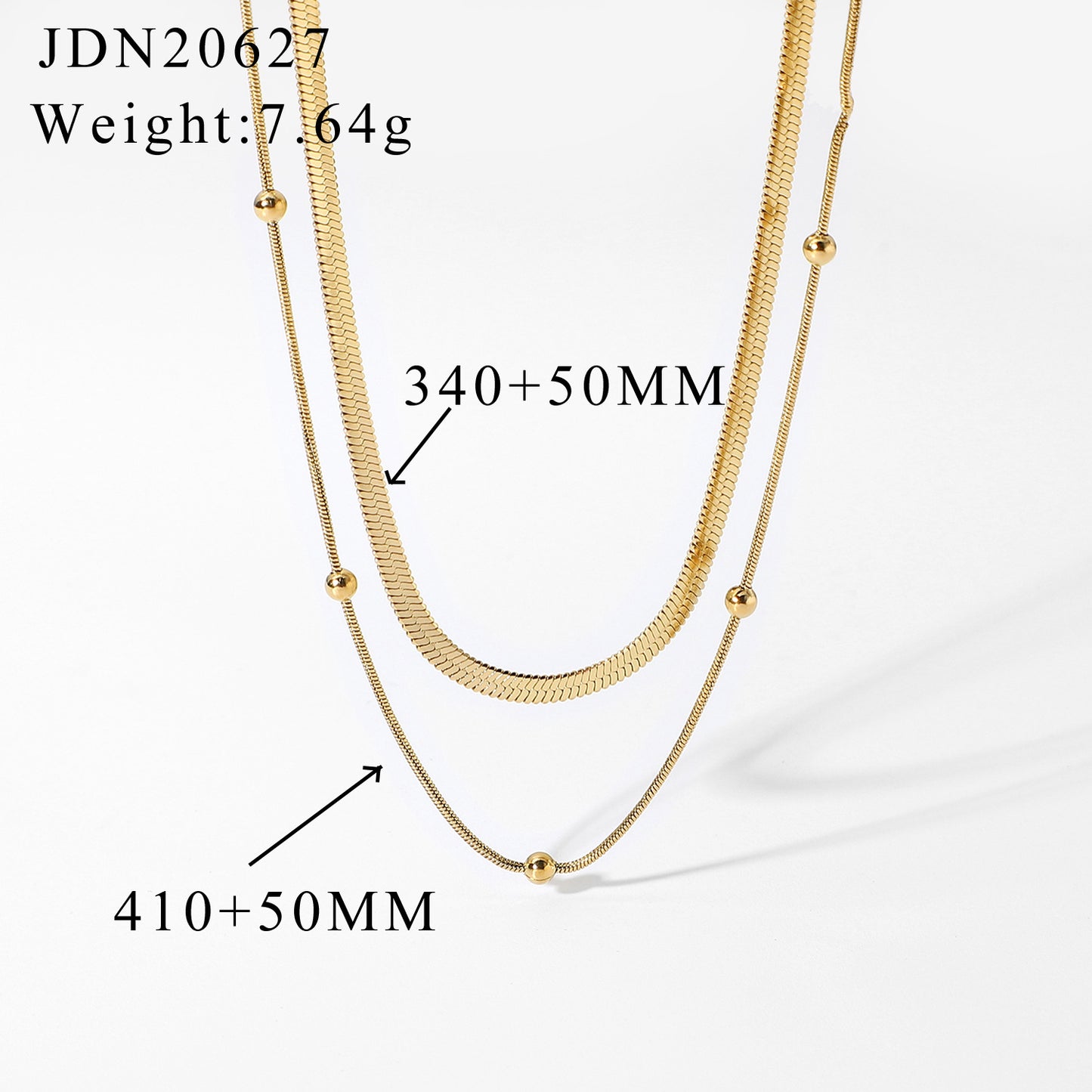 Layered Initial Necklace for Women, 14K Gold Plated Stainless Steel