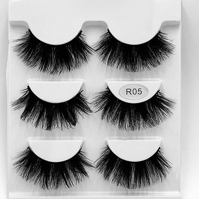 False Eyelashes 14mm Faux 3D Mink Lashes Natural Look Fluffy Cat Eye Wispy Lashes Pack, 3 Pairs
