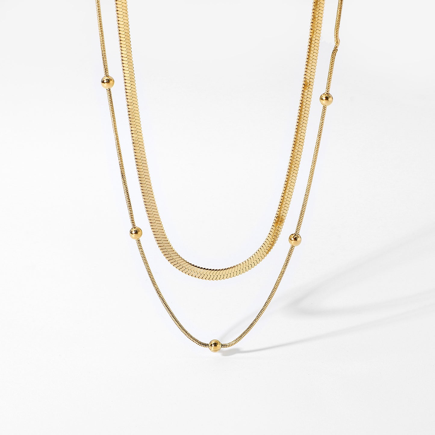 Layered Initial Necklace for Women, 14K Gold Plated Stainless Steel