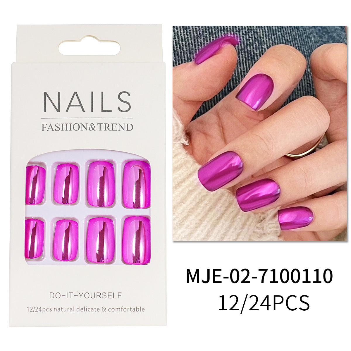 Press On Nails Short - Jofay Fashion Acrylic Press On Nails Red, Square Glue On Nails with Nail Glue, Fit Perfectly & Natural Stick On Nails in 12 Sizes - 24PCS Soft Gel Fake Nails Kit