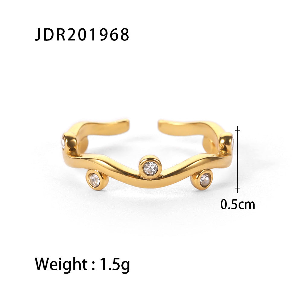 18K Gold Open Eternity Band Rings for Women CZ Stones Gold Thin Full Stackable Rings