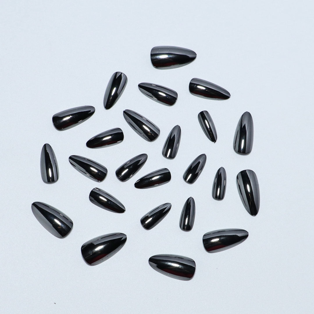 Black Press On Nails Almond