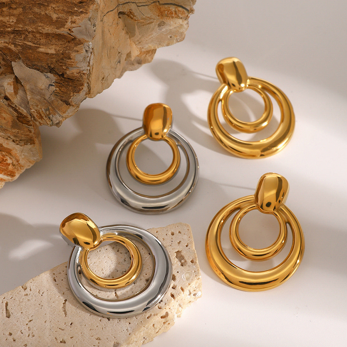 Chunky Gold and Silver Earrings for Women