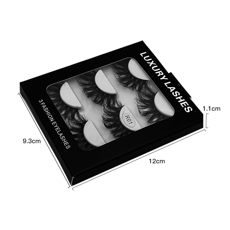 False Eyelashes 14mm Faux 3D Mink Lashes Natural Look Fluffy Cat Eye Wispy Lashes Pack, 3 Pairs