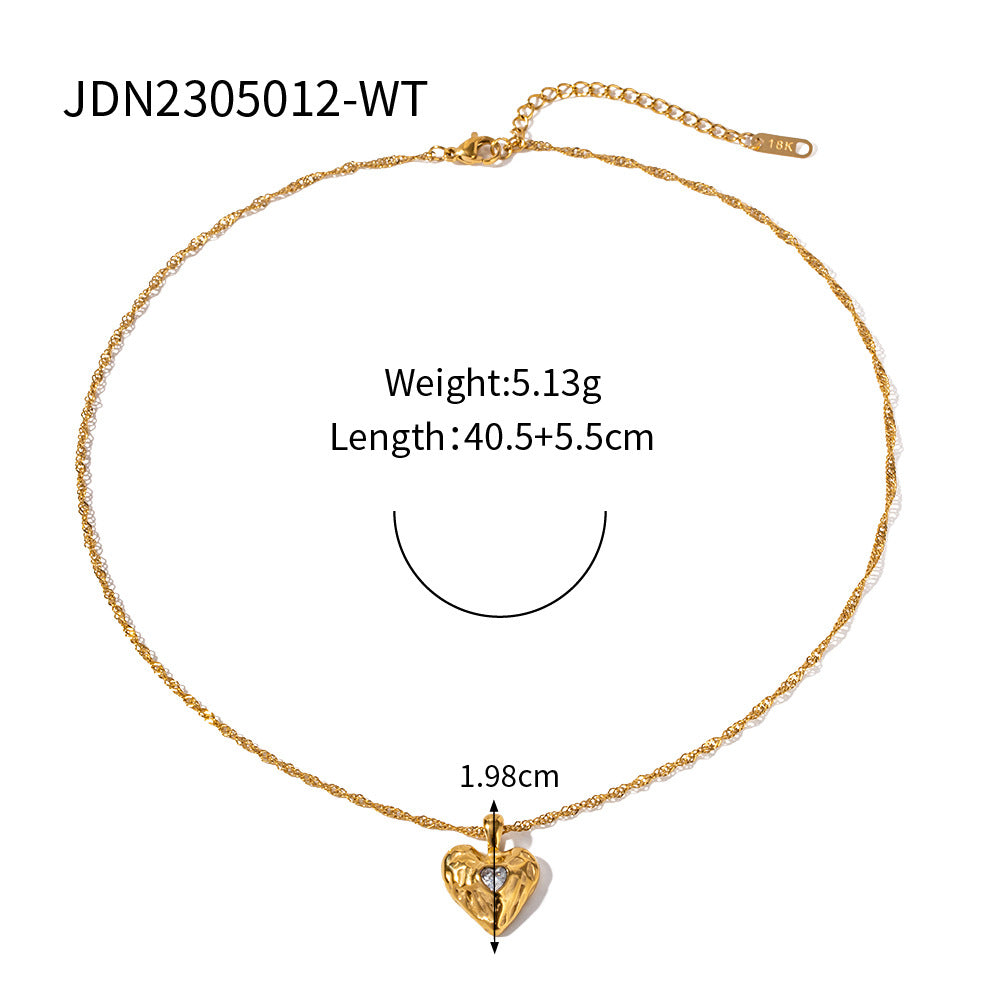 Gold Heart Necklace for Women 18K Stainless Steel Cubic Zirconia Pendant for Her Love Jewelry for Mother and Daughter