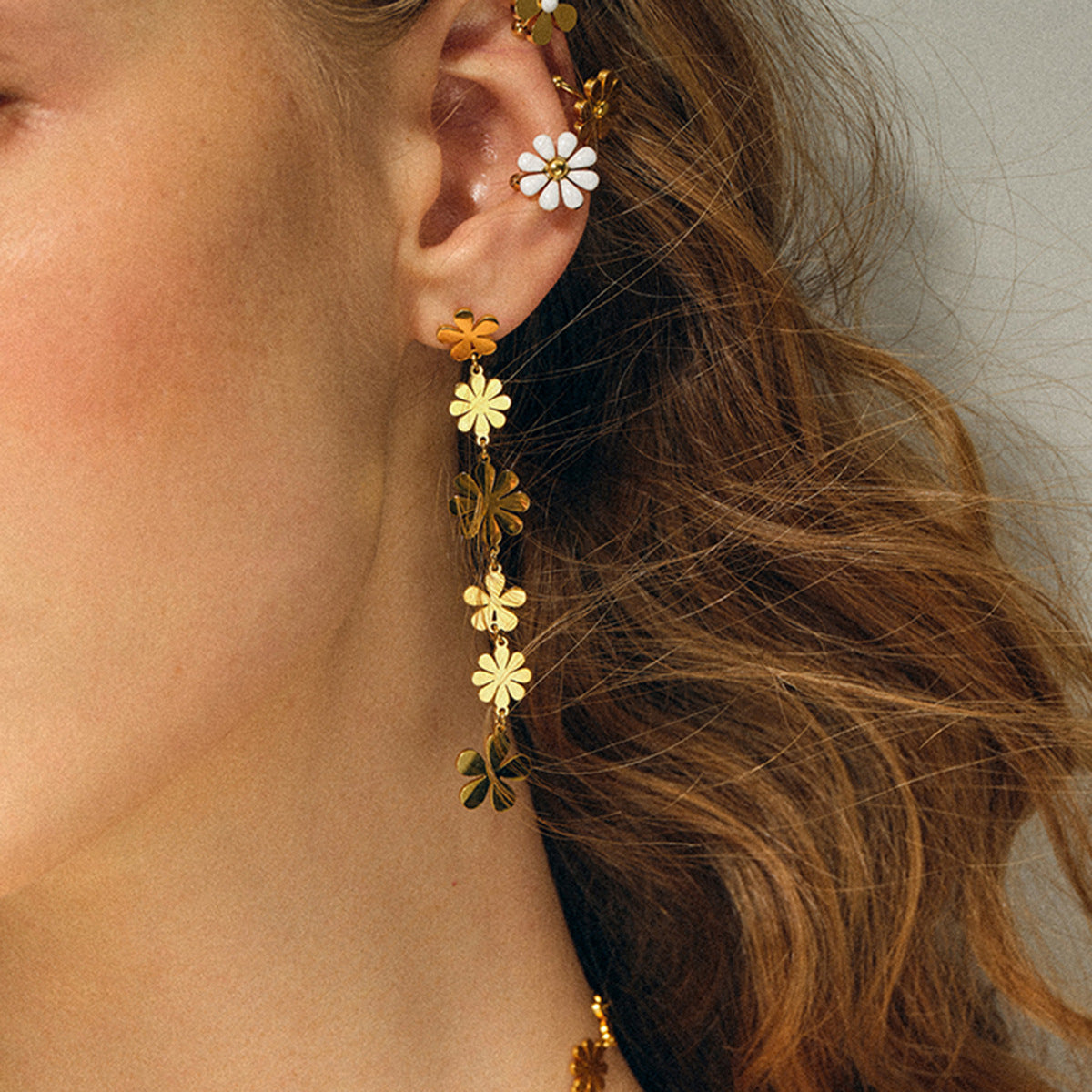 18K Gold Plated Daisy | Pearl Earrings for Women, Flower Dangle Earrings Hypoallergenic Jewelry