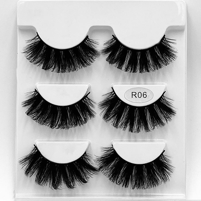 False Eyelashes 14mm Faux 3D Mink Lashes Natural Look Fluffy Cat Eye Wispy Lashes Pack, 3 Pairs