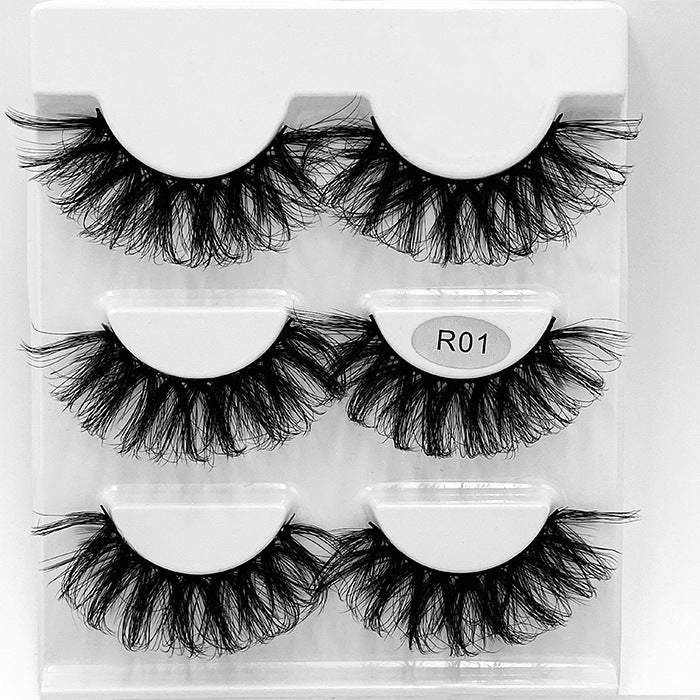False Eyelashes 14mm Faux 3D Mink Lashes Natural Look Fluffy Cat Eye Wispy Lashes Pack, 3 Pairs