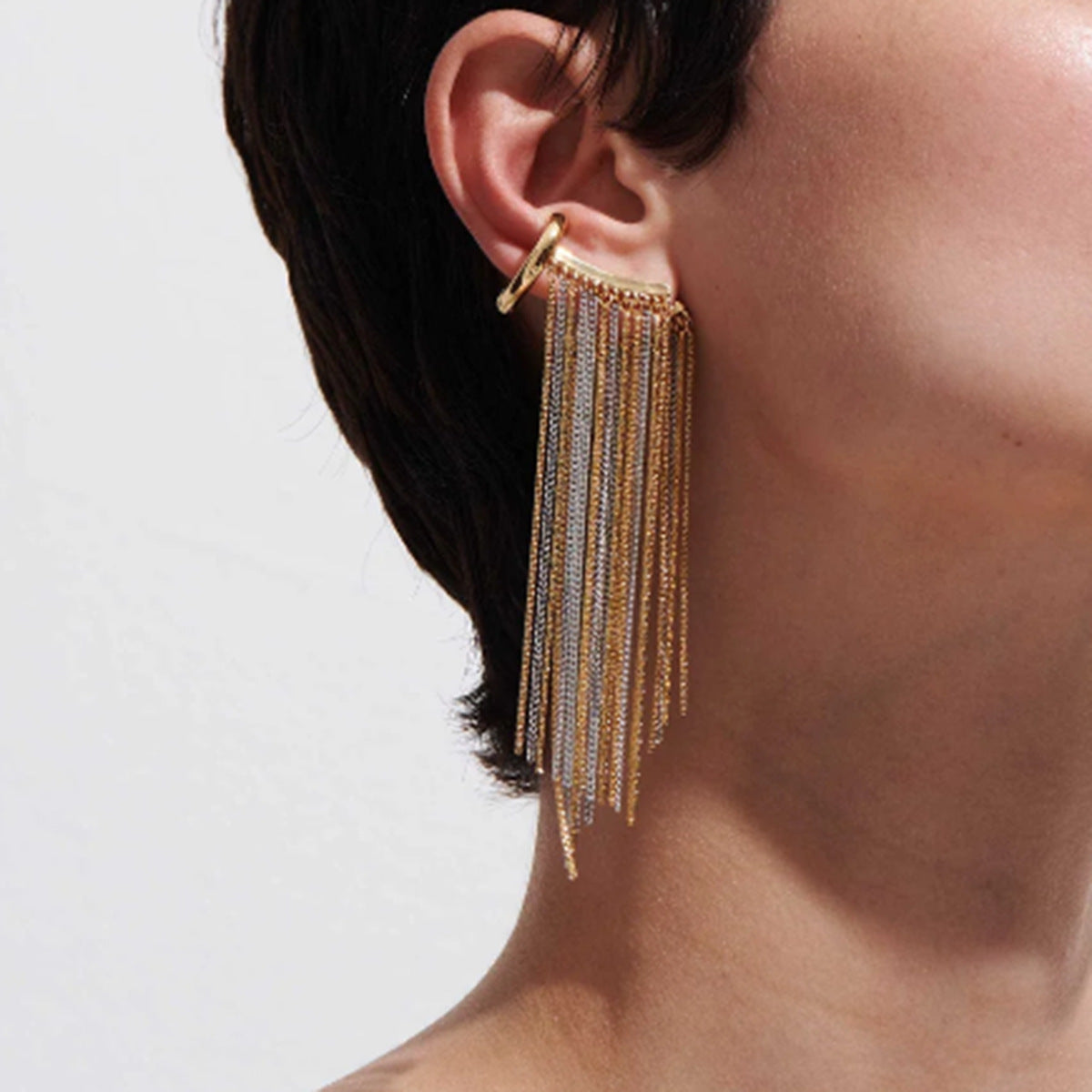 1 pcs Boho Linear Tassel Drop Dangling Earrings For Women,Long Formal Country Bohemian Fringe Chain Chandelier Prom Statement Trendy Earrings For Party Prom