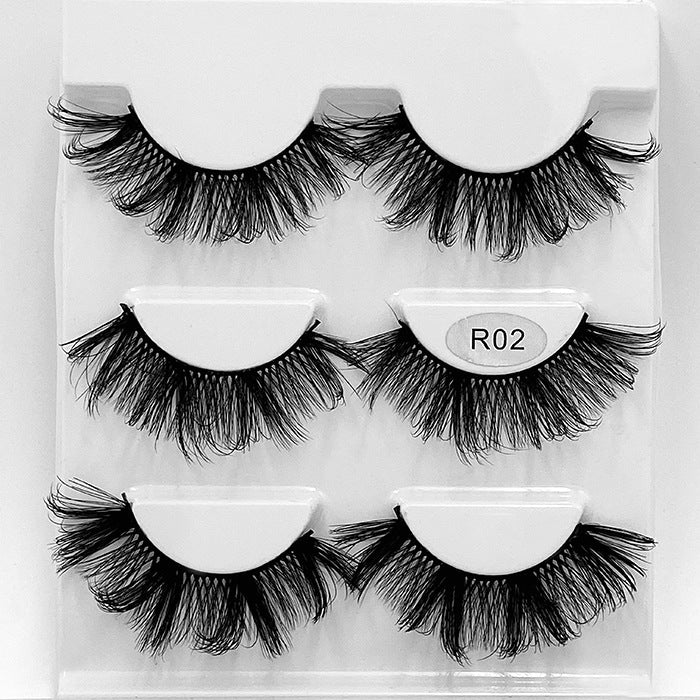 False Eyelashes 14mm Faux 3D Mink Lashes Natural Look Fluffy Cat Eye Wispy Lashes Pack, 3 Pairs