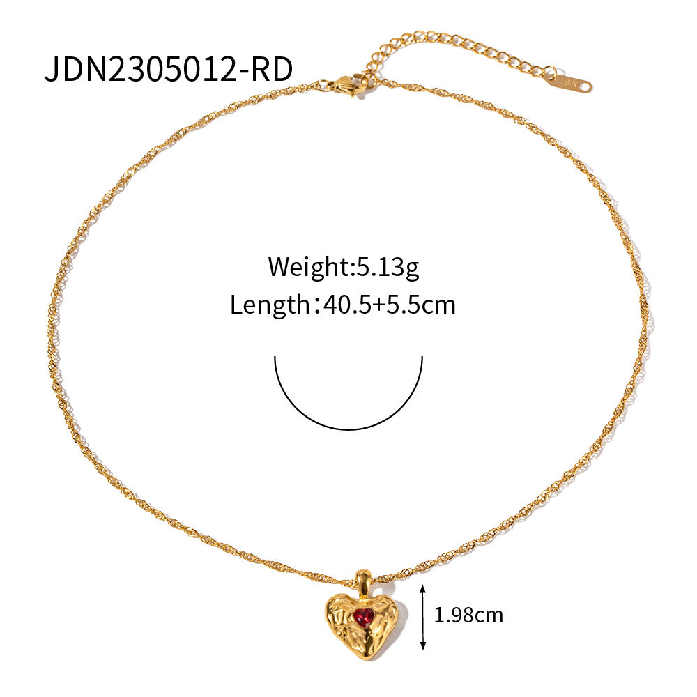 Gold Heart Necklace for Women 18K Stainless Steel Cubic Zirconia Pendant for Her Love Jewelry for Mother and Daughter