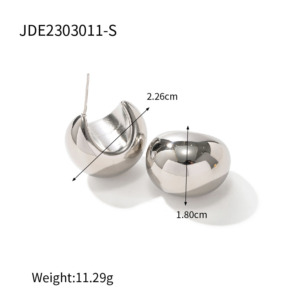 Thick Gold Chunky Hoops Earrings for Women 18K Real Gold Plated Open Hoop Lightweight Hollow Non-Tarnish Earrings For Women