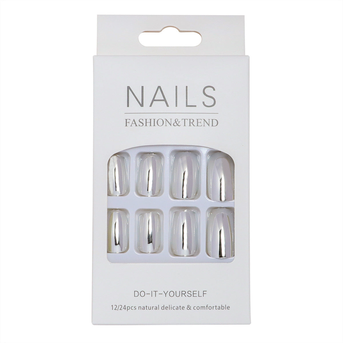 Press on Nails, Short Almond Fake Nails, Reusable Nail Kit with Nail Glue Adhesive Tabs Nail File, Nails press ons 24Pcs