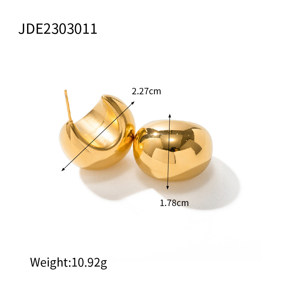 Thick Gold Chunky Hoops Earrings for Women 18K Real Gold Plated Open Hoop Lightweight Hollow Non-Tarnish Earrings For Women