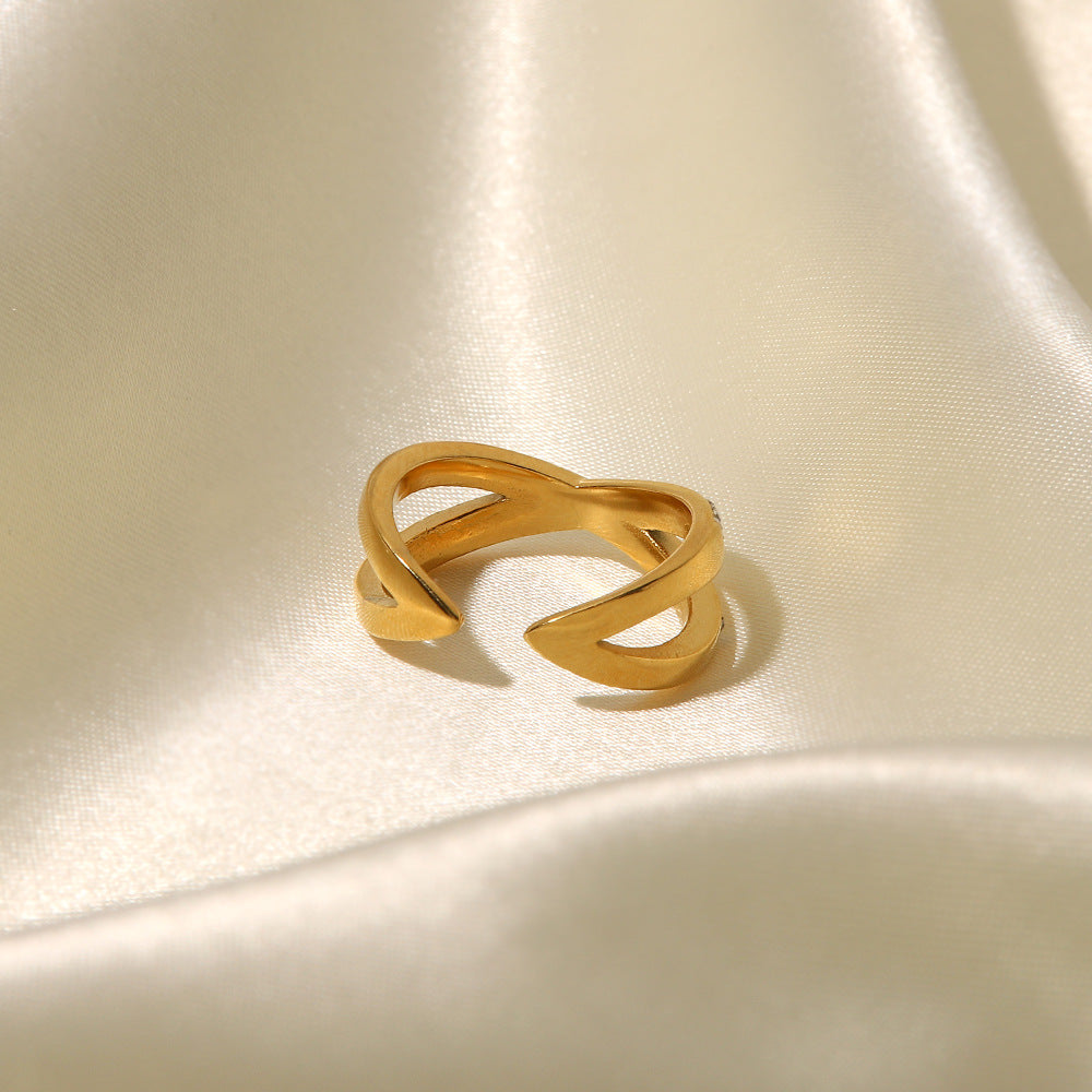 18K gold Stainless Steel Cubic Zircon Filled Stackable Eternity Wedding Band Ring