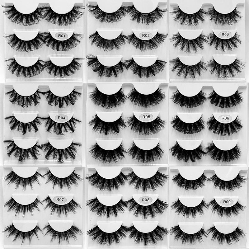 False Eyelashes 14mm Faux 3D Mink Lashes Natural Look Fluffy Cat Eye Wispy Lashes Pack, 3 Pairs