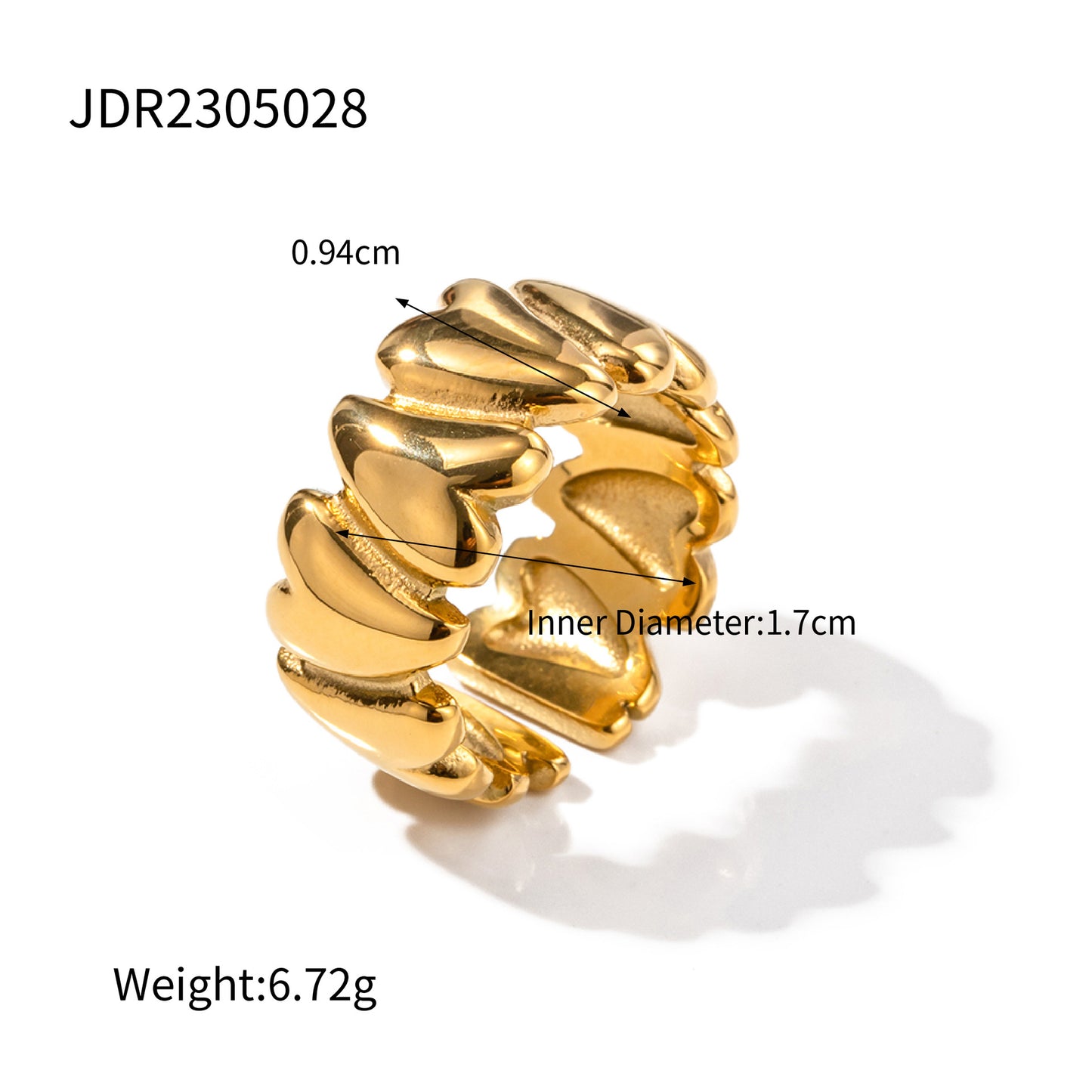 Gold Chunky Rings for Women, 18K Gold Plated Thick Rings, Stacking Open Rings Set Adjustable