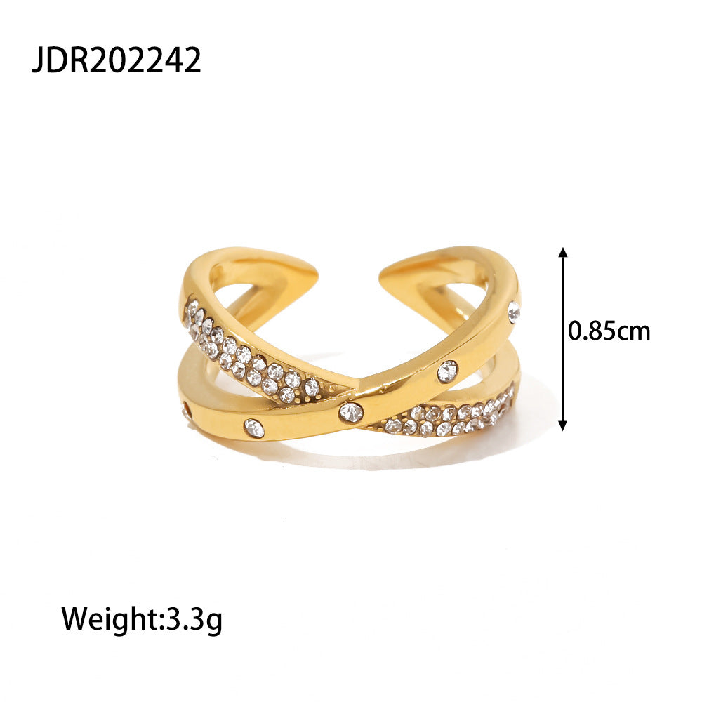 18K gold Stainless Steel Cubic Zircon Filled Stackable Eternity Wedding Band Ring
