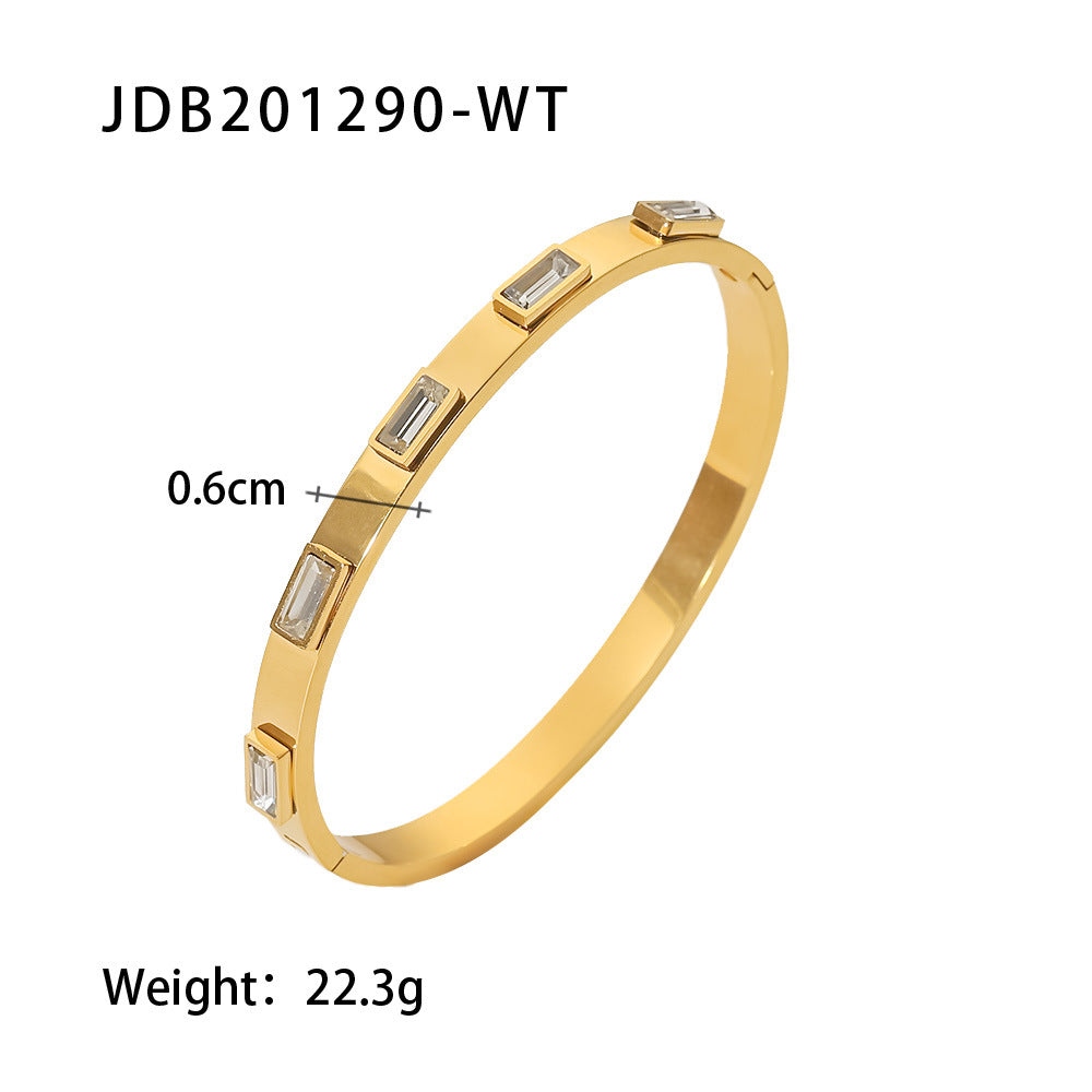Classical Stainless Steel Cubic Zircon Filled Bangle Bracelet