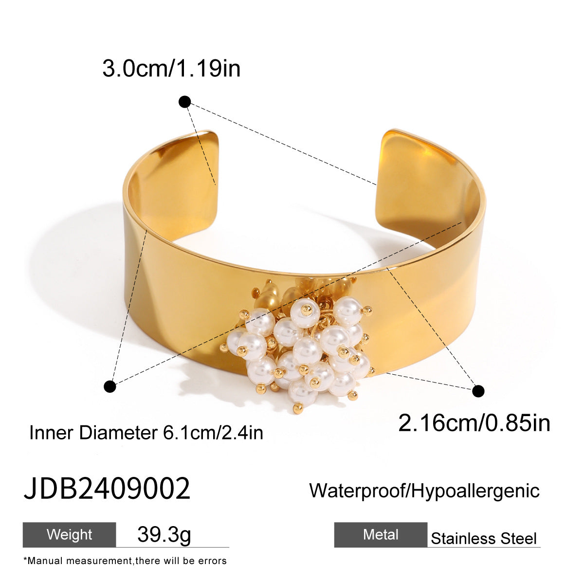 Stainless Steel Mesh Chain Fusion Twisted Cable Imitation Pearl Open Cuff Bangle Bracelet Women Jewelry Designer Inspired Christmas Gifts