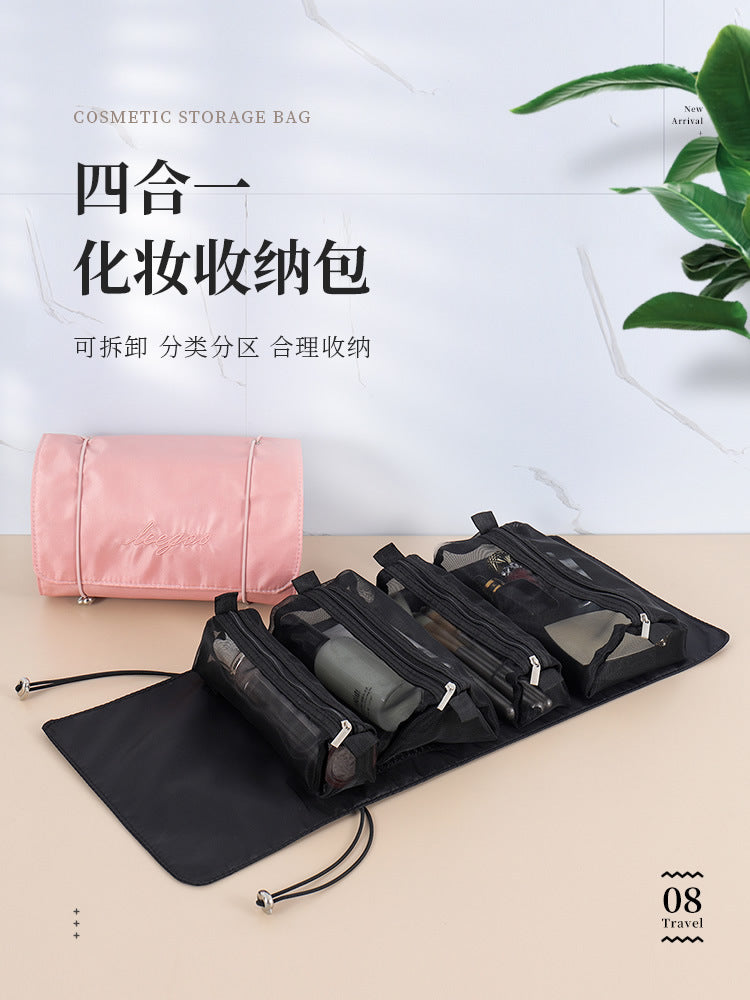 Travel Makeup Bag,Large Capacity Cosmetic Bags for Women,Waterproof Portable Pouch Open Flat Toiletry Bag Make up Organizer with Divider and Handle
