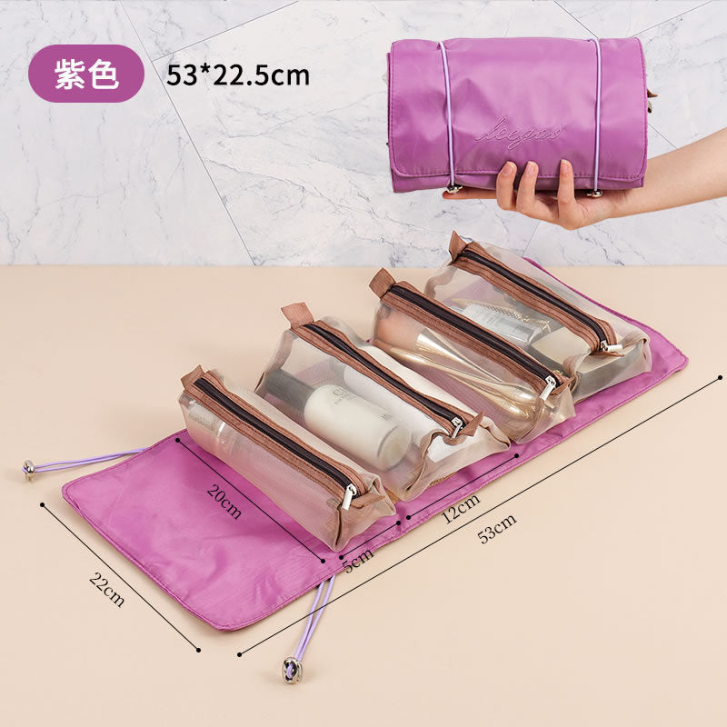 Travel Makeup Bag,Large Capacity Cosmetic Bags for Women,Waterproof Portable Pouch Open Flat Toiletry Bag Make up Organizer with Divider and Handle