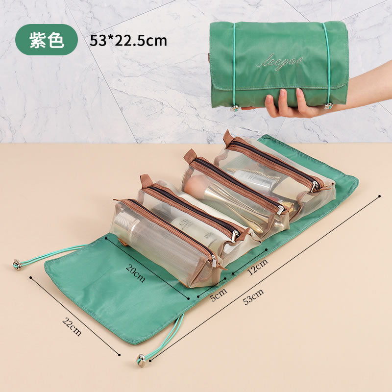 Travel Makeup Bag,Large Capacity Cosmetic Bags for Women,Waterproof Portable Pouch Open Flat Toiletry Bag Make up Organizer with Divider and Handle