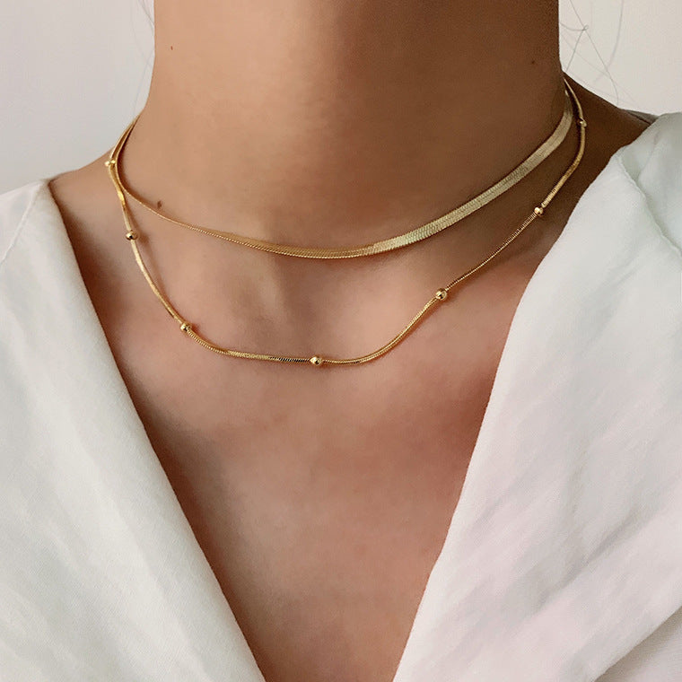Layered Initial Necklace for Women, 14K Gold Plated Stainless Steel