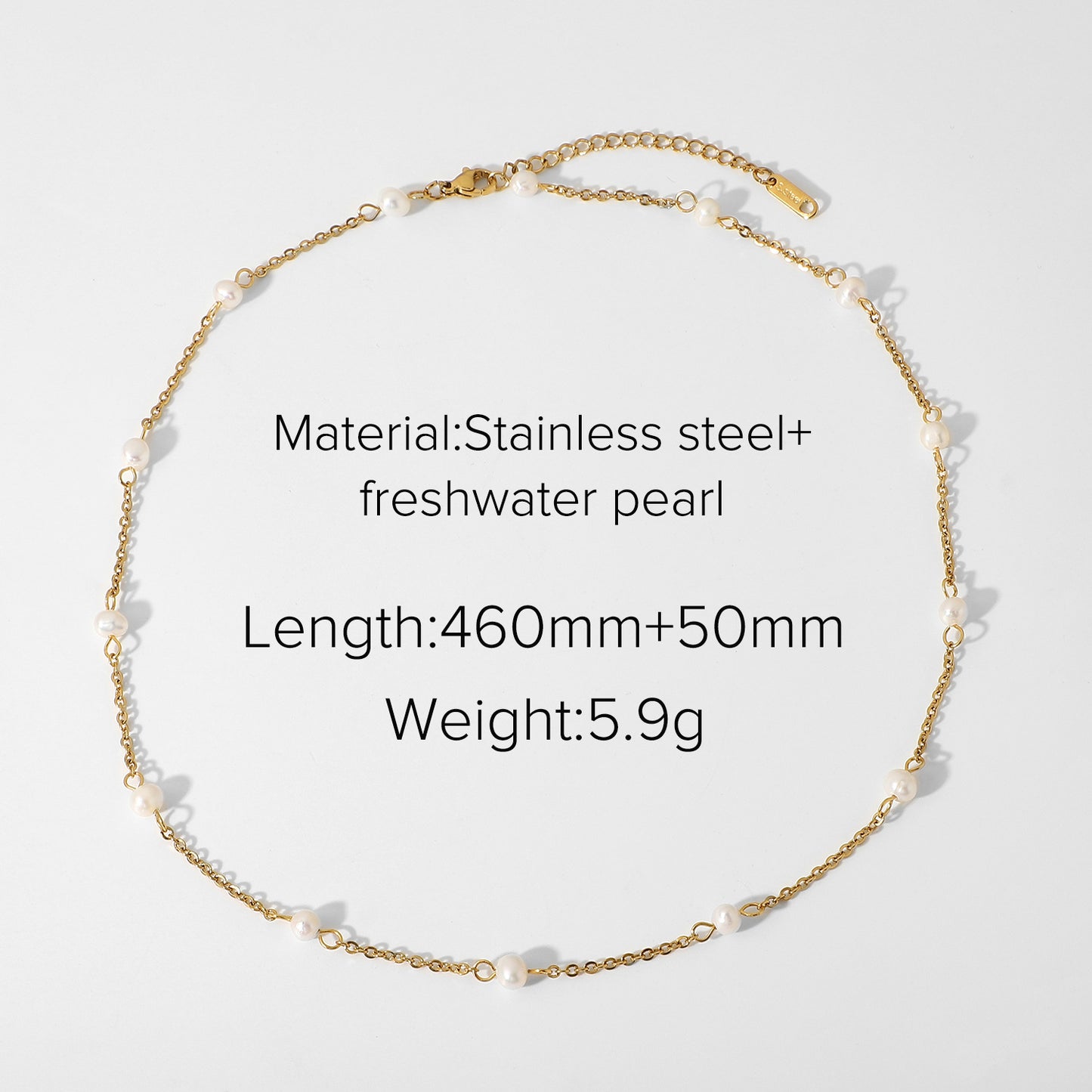 Freshwater Pearl Necklace Gold Plated Choker Cultured Small White Pearl Layered Chain Necklace Stainless Steel Jewelry Gifts