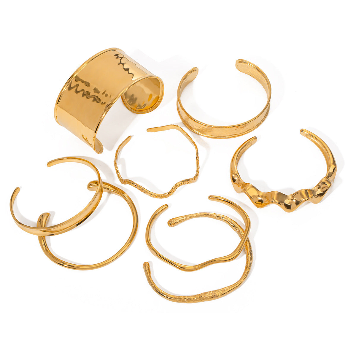 Gold Chunky Cuff Bracelets for Women Irregular Minimalist Statement Bangle Bracelets Set Open Wide Bangle Arm Cuff Upper Arm Punk Jewelry