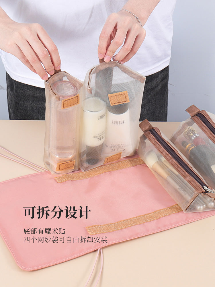Travel Makeup Bag,Large Capacity Cosmetic Bags for Women,Waterproof Portable Pouch Open Flat Toiletry Bag Make up Organizer with Divider and Handle