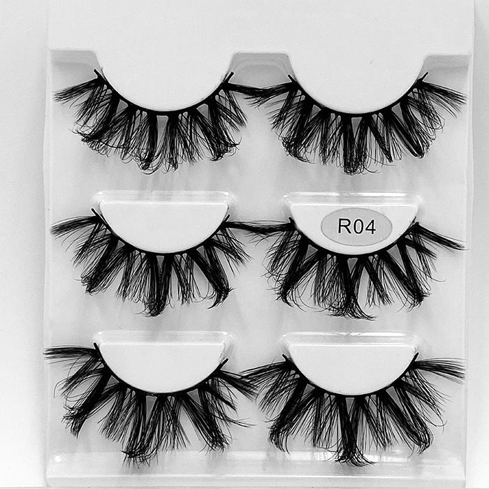 False Eyelashes 14mm Faux 3D Mink Lashes Natural Look Fluffy Cat Eye Wispy Lashes Pack, 3 Pairs