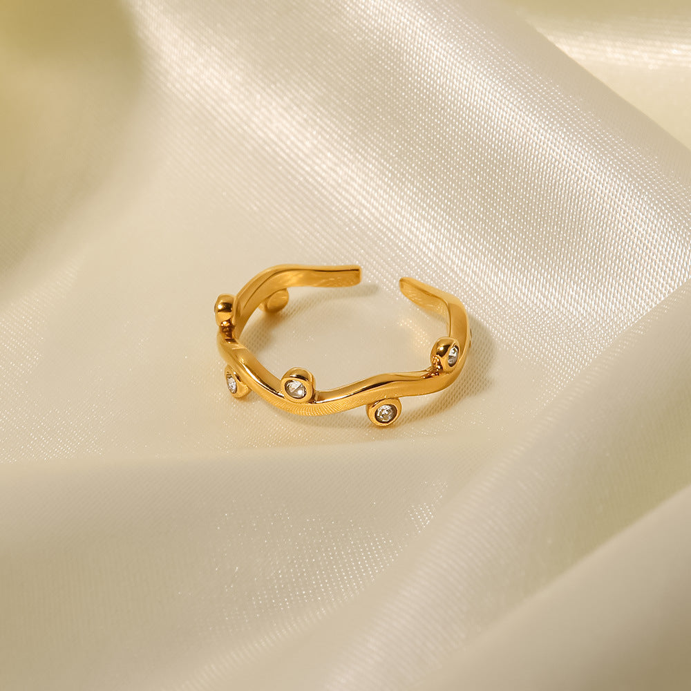 18K Gold Open Eternity Band Rings for Women CZ Stones Gold Thin Full Stackable Rings