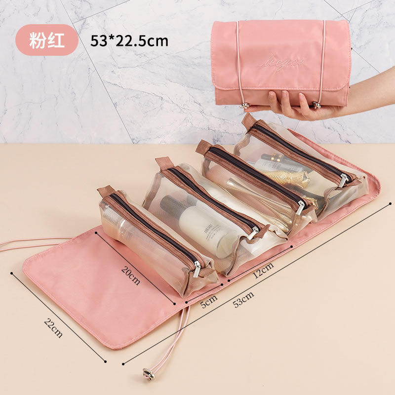 Travel Makeup Bag,Large Capacity Cosmetic Bags for Women,Waterproof Portable Pouch Open Flat Toiletry Bag Make up Organizer with Divider and Handle