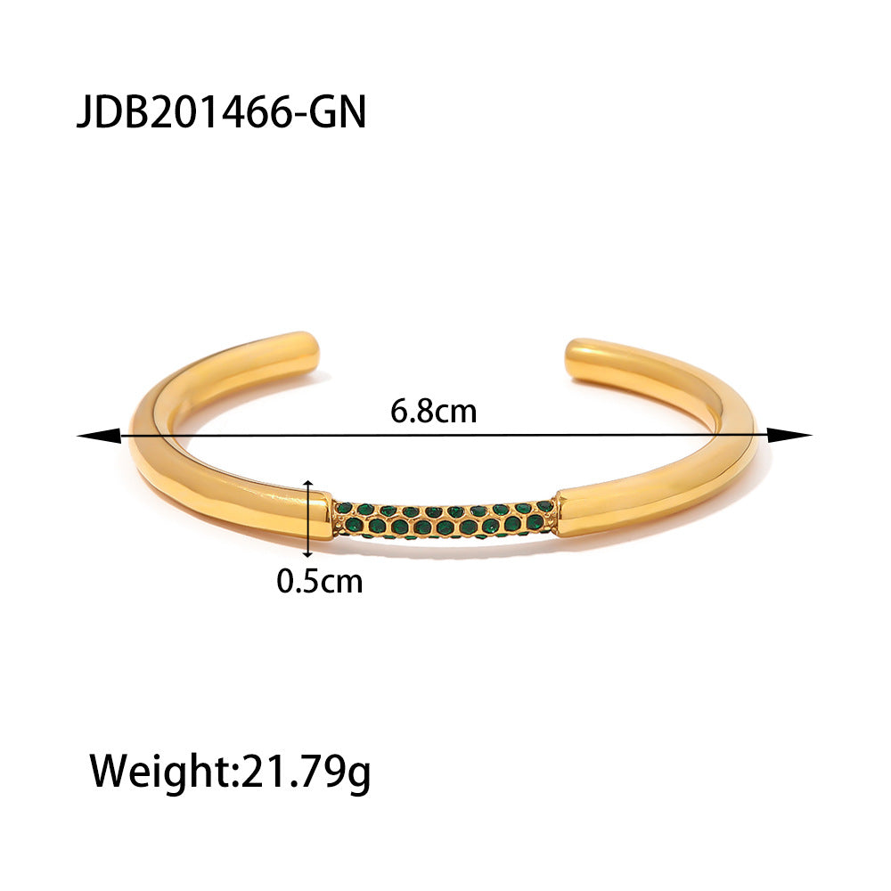 Gold Bangles Bracelets for Women, 18K Gold Plated Green Emerald Birthstone Women’s Bangle Bracelets Elegant Casual Gift