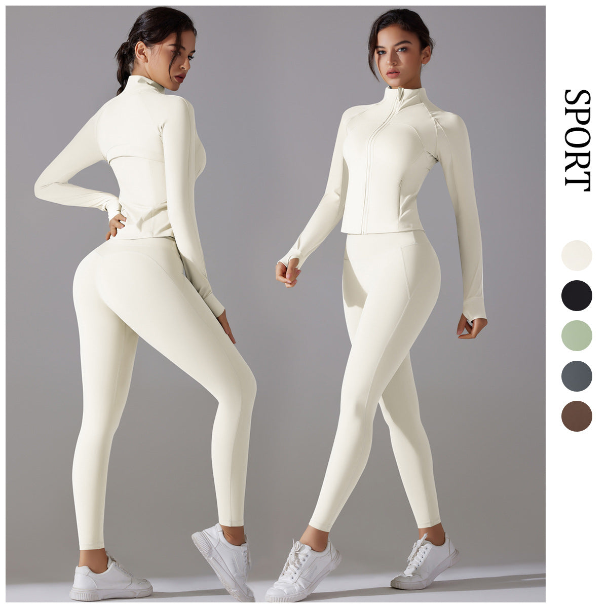 Two Pieces Women's Solid Backless Tracksuit