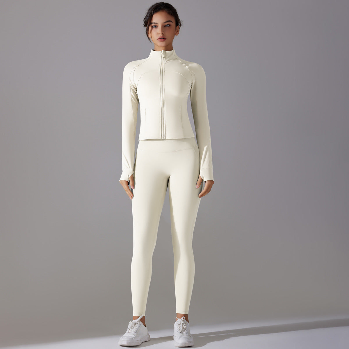 Two Pieces Women's Solid Backless Tracksuit