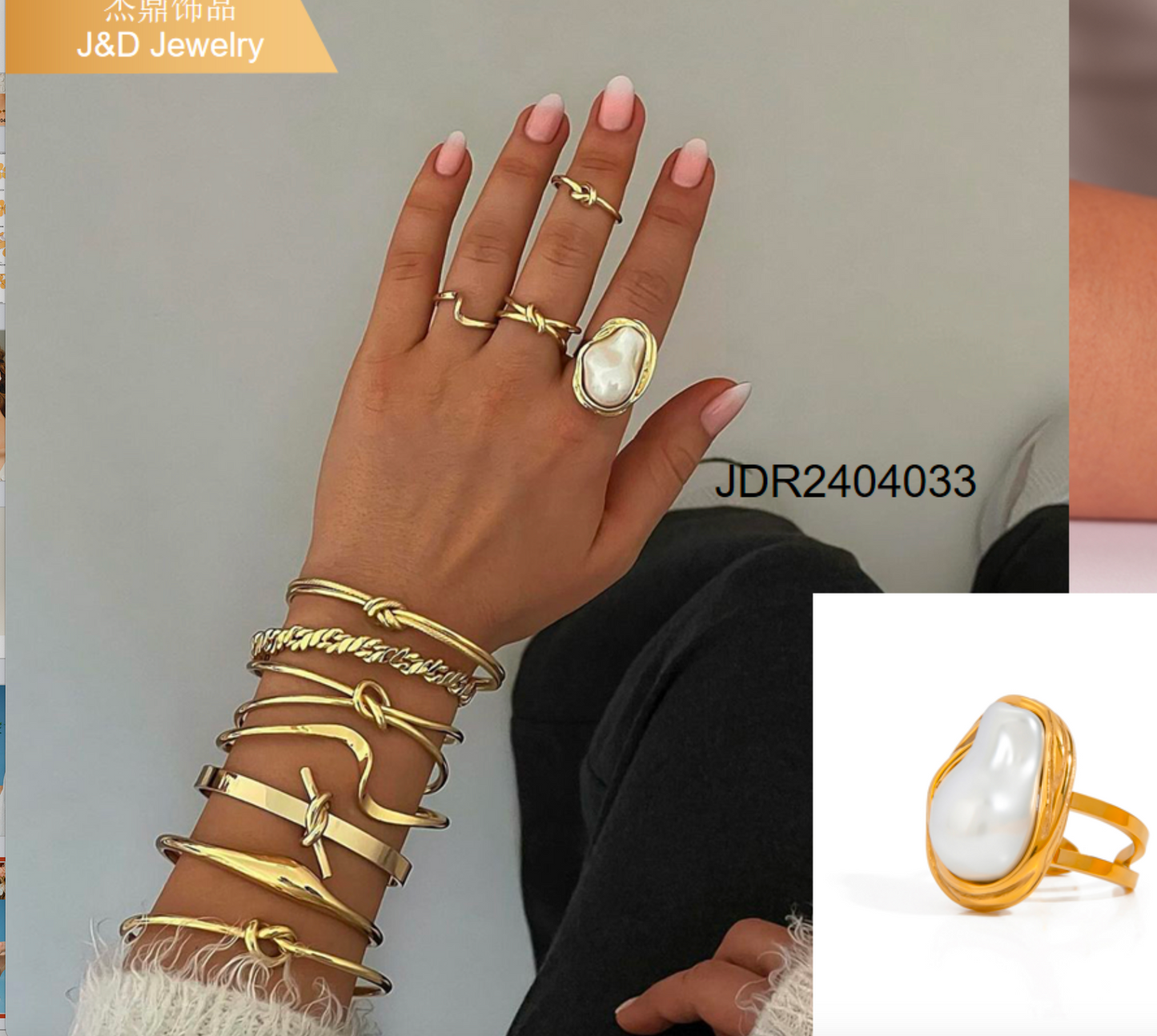 Irregular Pearl Ladies Silver Ring