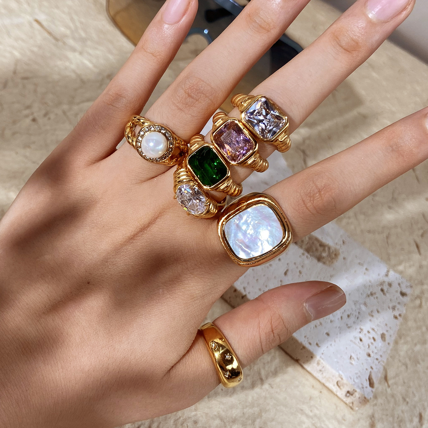 Chunky Gold Rings for Women Adjustable Dainty Silver Rings for Women Gold Stackable Thin Rings Bold Thick Statement Rings