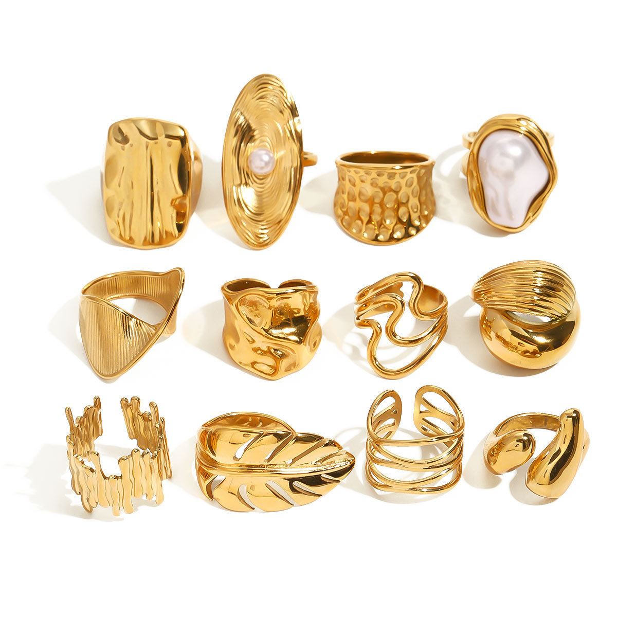 Chunky Gold Rings for Women Adjustable Dainty Silver Rings for Women Gold Stackable Thin Rings Bold Thick Statement Rings