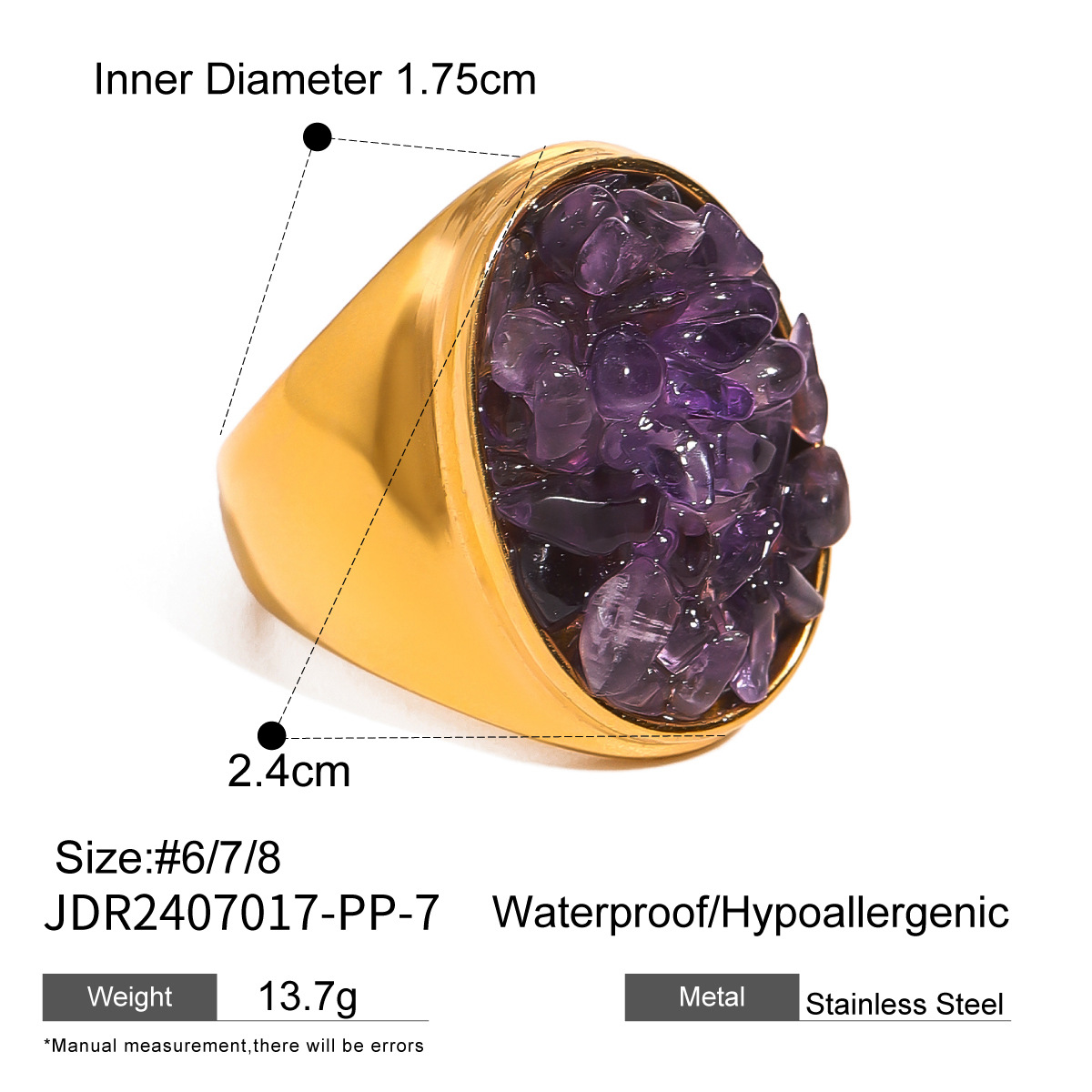 Natural Gemstone Handmade Fashion Jewelry Rectangle Stone Size 14 * 18 MM Adjustable Rings for Women and Men