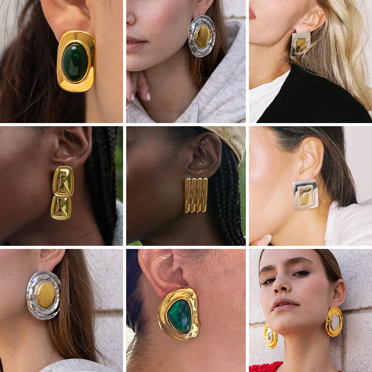 Chunky Gold Earrings for Women, Geometric Dangle Drop Earrings Chunky Trendy Knot Stud Hypoallergenic Fashion Jewelry Gift