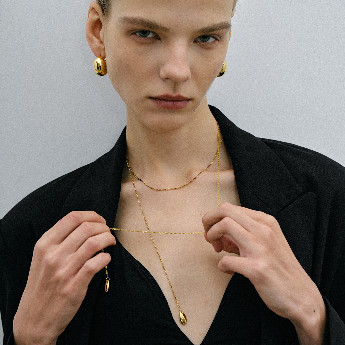 Dainty Gold Necklace for Women, Pear Pendent Necklace Teardrop Pendent Necklace Gold Jewelry for Women